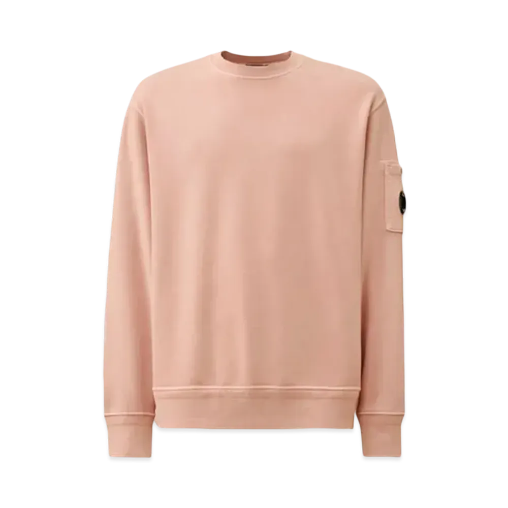 C.P. Company Cotton Diagonal Fleece Crewneck Sweatshirt "Misty Rose Pink"