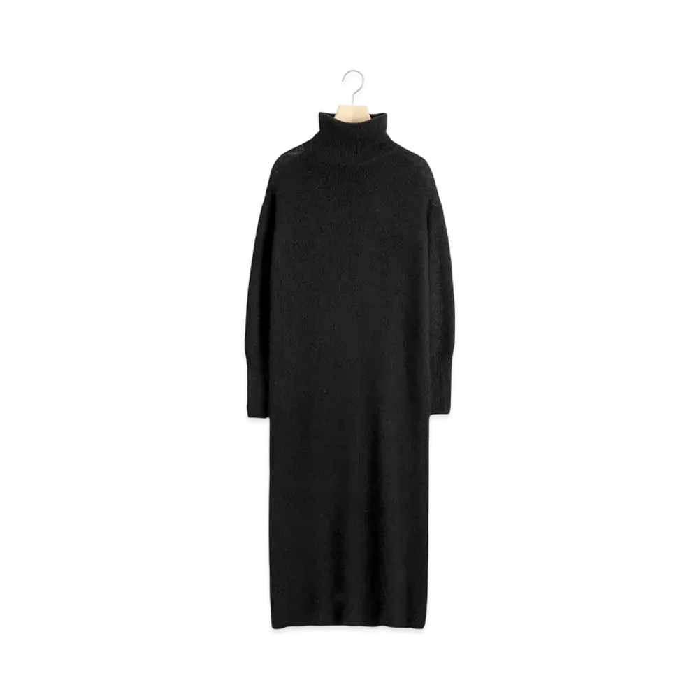 COMOLI Women's Cashmere Dyed Turtle Knit Dress "Black"