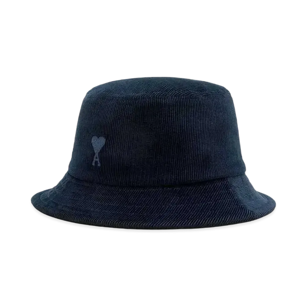 AMI PARIS Cotton Corduroy Velvet Bucket Hat "Navy Bule"