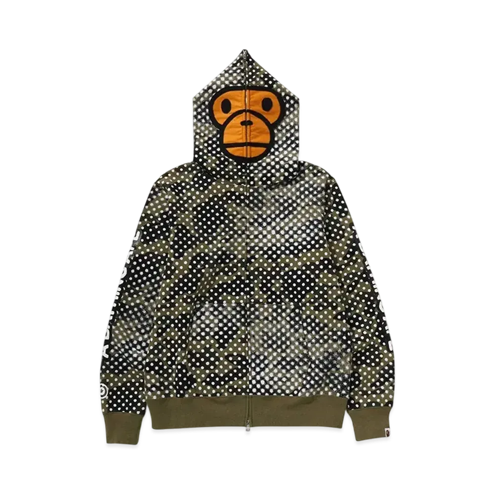 A BATHING APE x Joshua Vides Milo Face Full Zip Hoodie "Green"