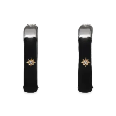 Maison Margiela Enamel Hoop Earring "Black"