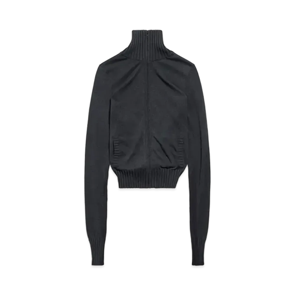 BALENCIAGA BB Paris Icon Knotted Fitted Zip-Up Jacket in Cotton Knit "Black"