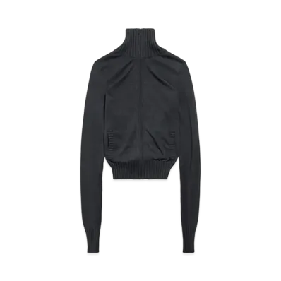 BALENCIAGA BB Paris Icon Knotted Fitted Zip-Up Jacket in Cotton Knit "Black"