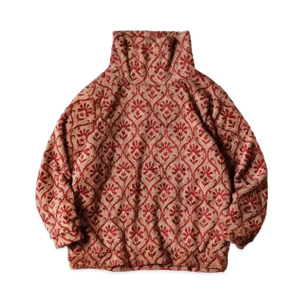 KAPITAL Yosemite Arabesque Pattern Fleece Big High Neck Sweat "Beige"