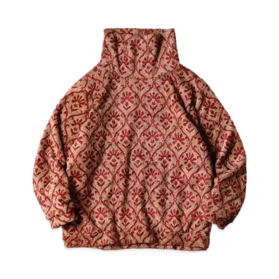 KAPITAL Yosemite Arabesque Pattern Fleece Big High Neck Sweat "Beige"