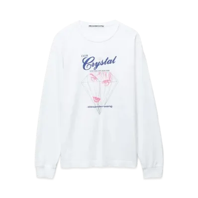 Alexander Wang Compact Jersey Graphic Long Sleeve T-Shirt "Bright White"