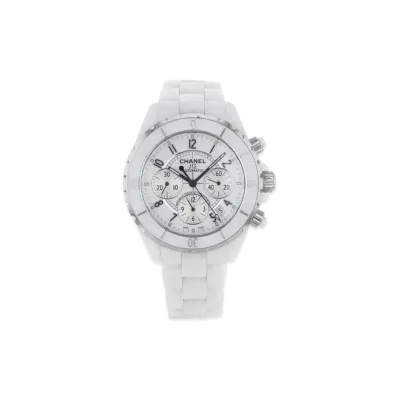 CHANEL J12 Chronograph Watch 41mm Ceramic Stainless Steel "White"