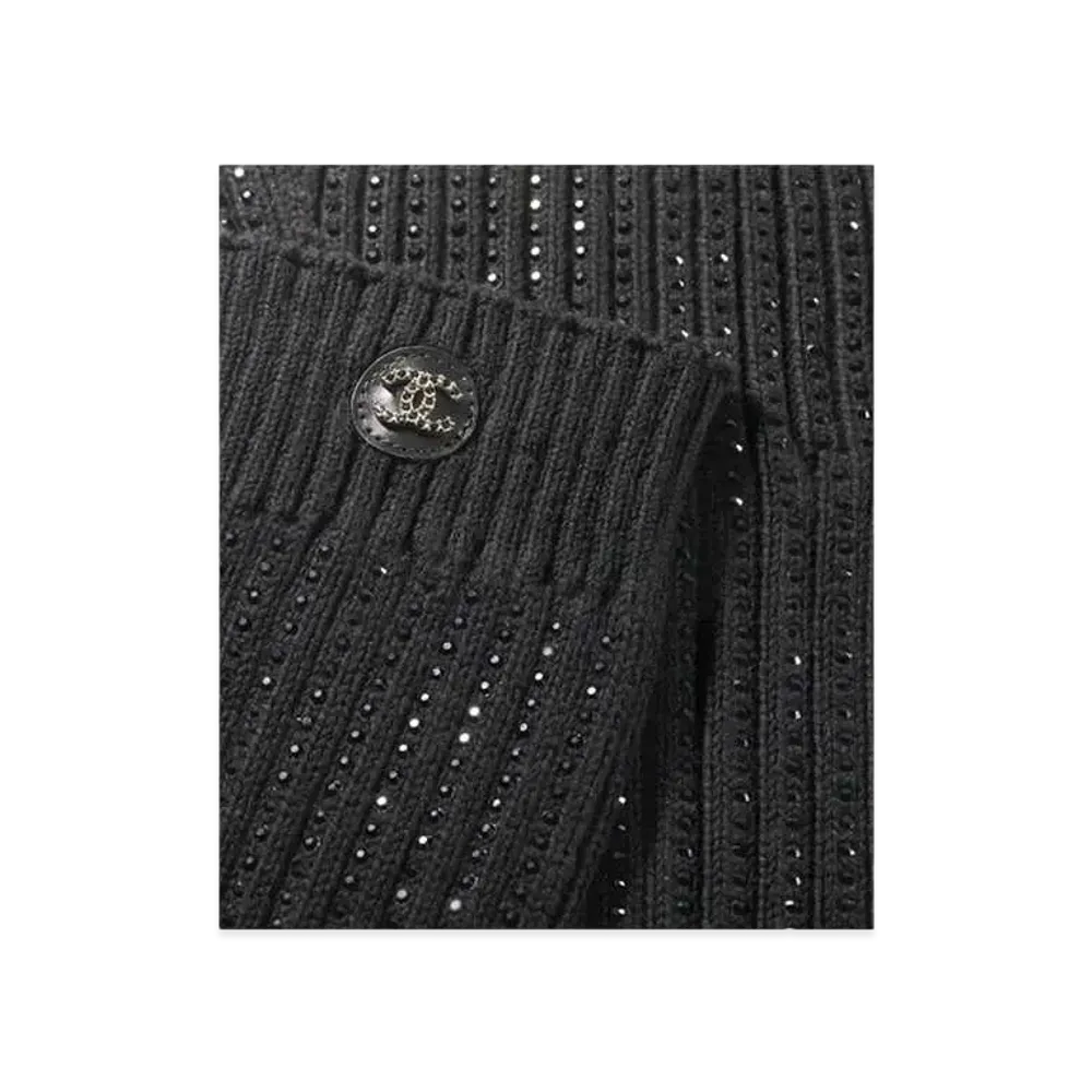 CHANEL Gaiters Cotton Strass "Black"