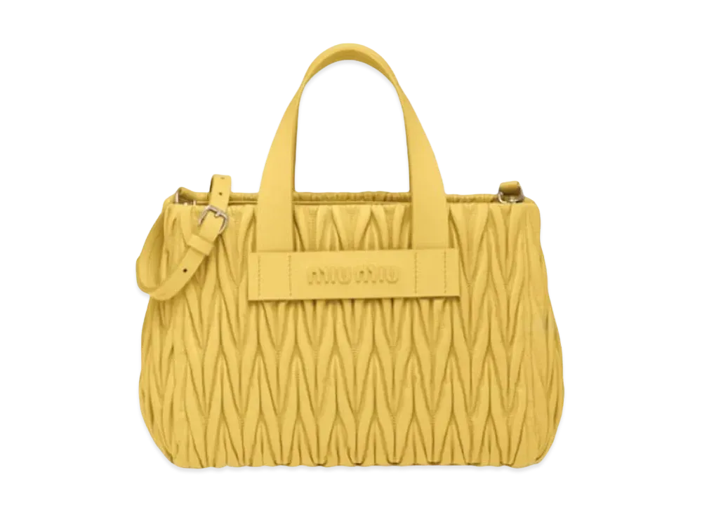 MIU MIU Materasse Leather Handbag "Yellow"