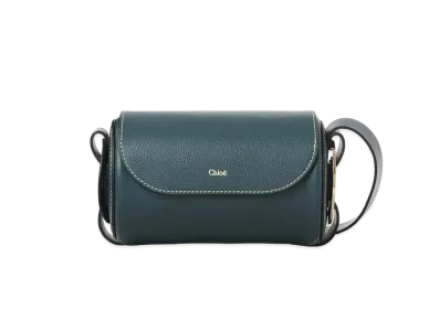 Chloe Darryl Mini Bag In Grained & Shiny Calfskin "Blue"