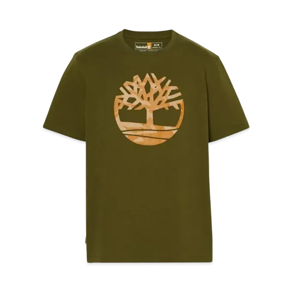 Timberland Men's Short Sleeve Northwood Tree Camo Logo Tee "Dark Olive"