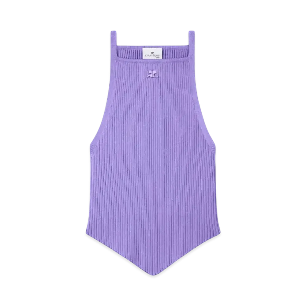 Courreges Pointy Rib Knit Tank Top "Pure Purple"