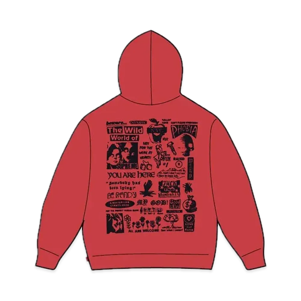 Supreme Wild Embroidered Hooded Sweatshirt "Burnt Red"