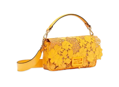 FENDI Baguette Embroidered Patent Leather Bag "Orange"
