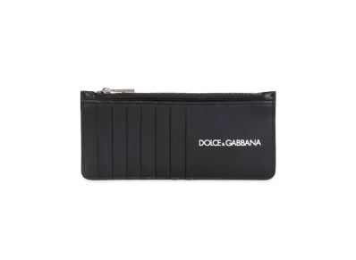 Dolce&Gabbana Vertical Card Holder Calf Skin Print Logo "Black"