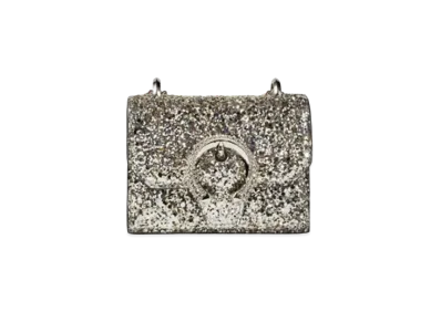 Jimmy Choo Mini Paris Course Glitter Fabric Mini Bag With Crystal Buckle "Platinum"
