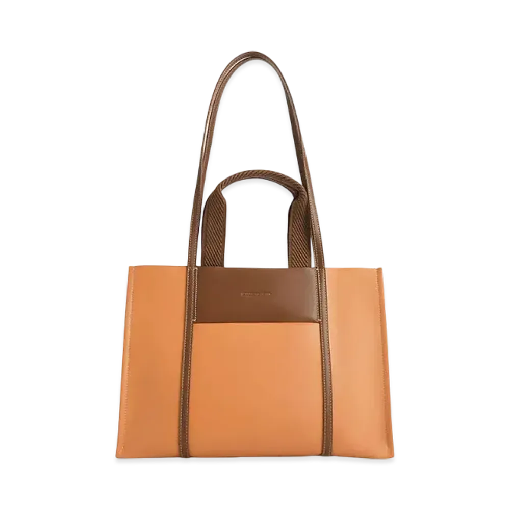 CHARLES & KEITH Sharia Large Double Handle Tote Bag "Pumpkin"