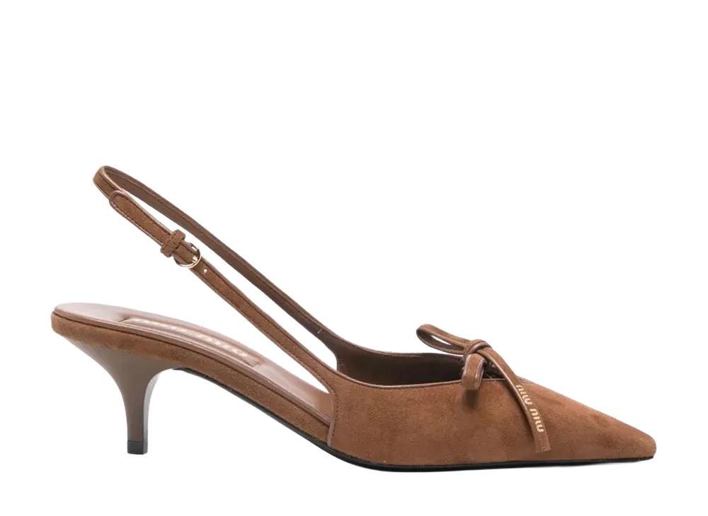 MIU MIU Women's Leather Slingback Pumps "Brown"