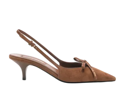 MIU MIU Women's Leather Slingback Pumps "Brown"