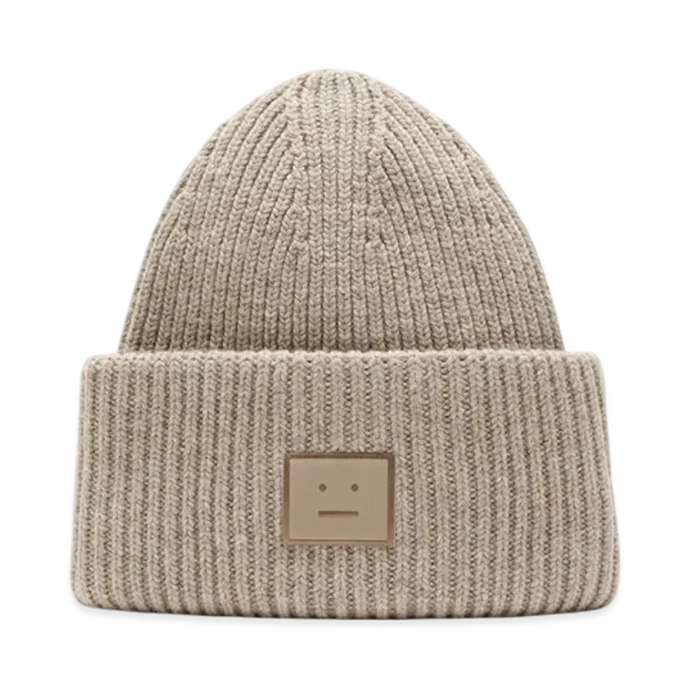Acne Studios Large Face Logo Beanie "Greige Melange"
