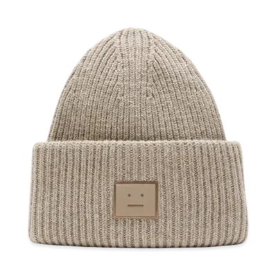 Acne Studios Large Face Logo Beanie "Greige Melange"
