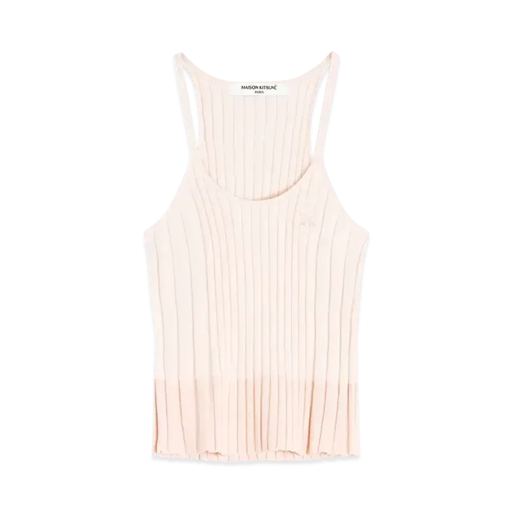 Maison Kitsune Baby Fox Patch Pleats Rib Tank Top "Porcelaine Pink"