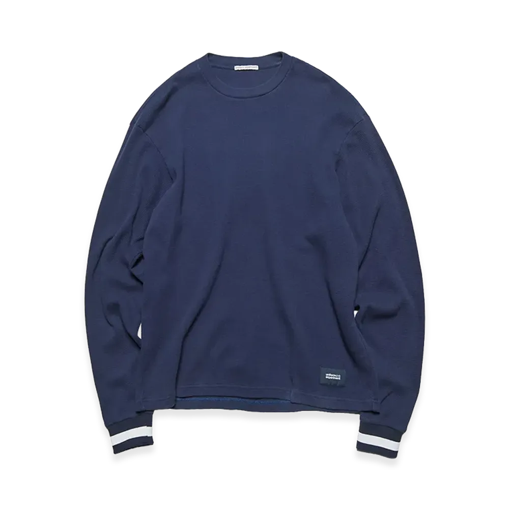 uniform experiment Color Ribbed Waffle Crewneck Top "Navy/Lined"