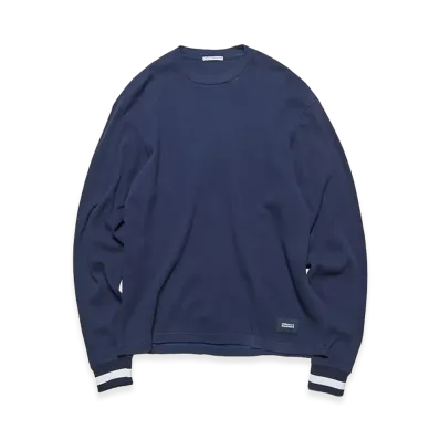uniform experiment Color Ribbed Waffle Crewneck Top "Navy/Lined"