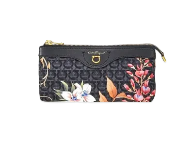 Salvatore Ferragamo Giardino Print Cosmetic Case - Econyl Nylon "Black"