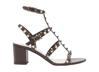 Valentino Garavani Women's Rockstud Leather Sandals "Brown"