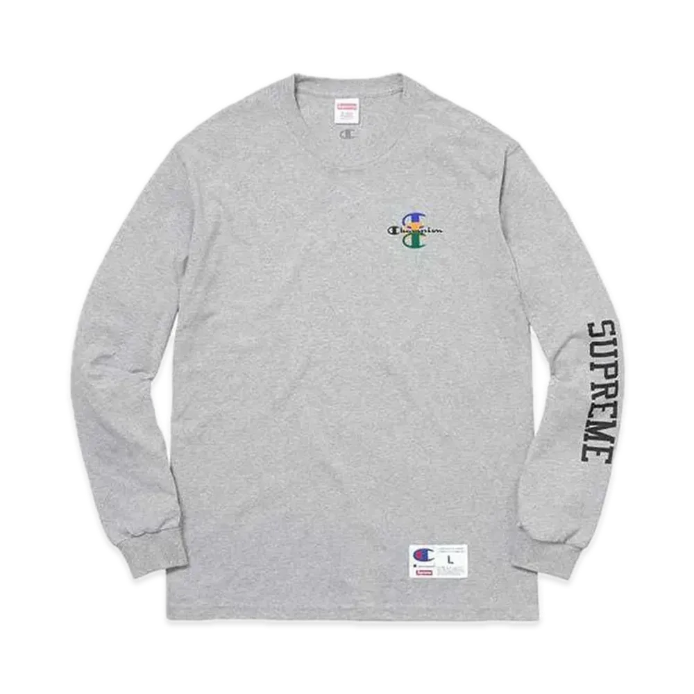 Supreme x Champion Stacked C L/S Tee "Ash Grey"