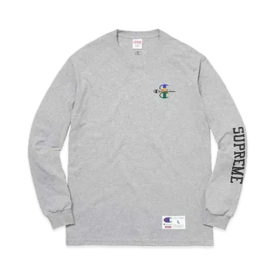 Supreme x Champion Stacked C L/S Tee "Ash Grey"