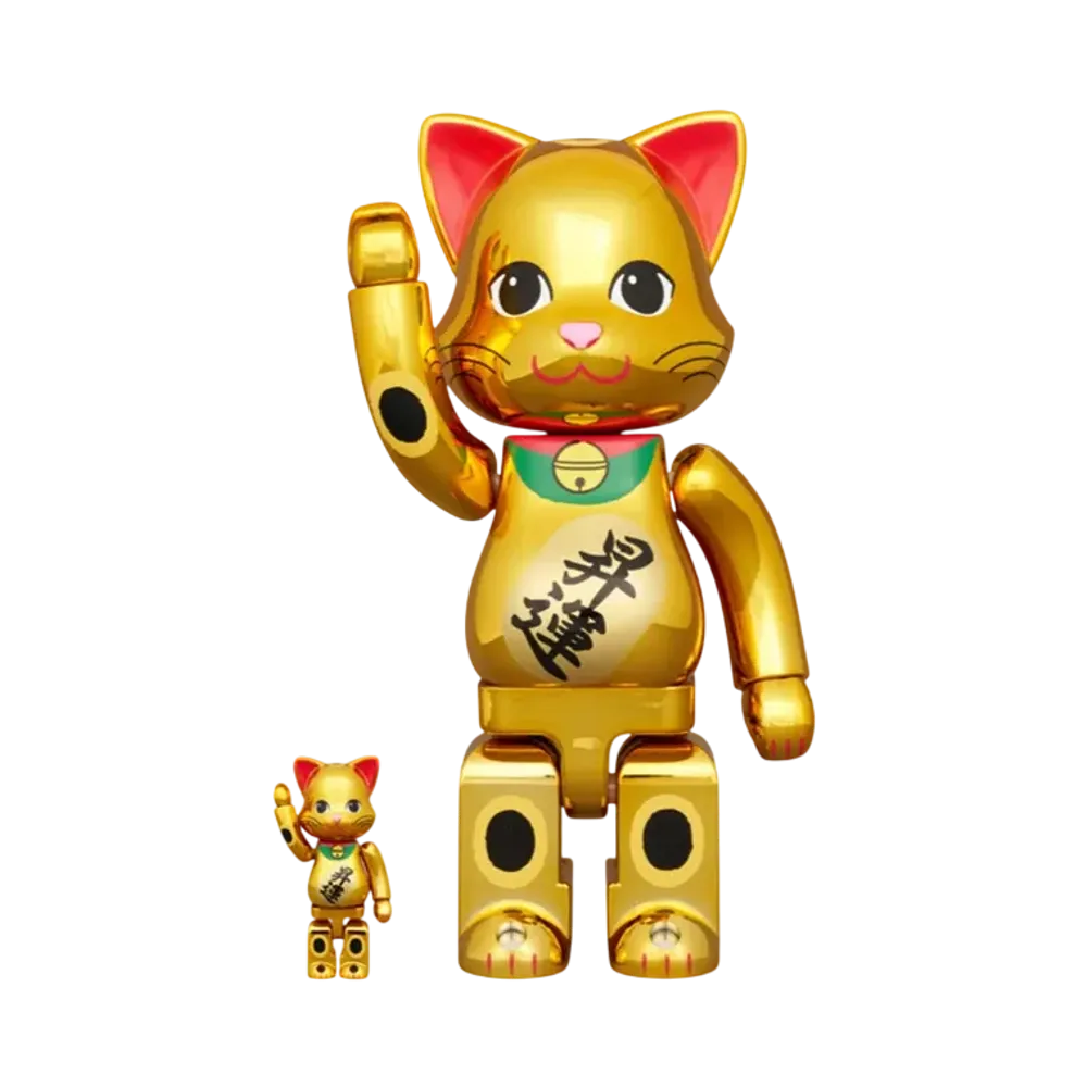 MEDICOM TOY "NYABRICK" Lucky Cat Lucky Gold Plated 100% & 400%