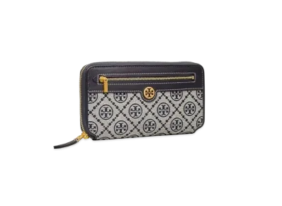 Tory Burch T Monogram Jacquard Zip Continental Wallet "Navy"