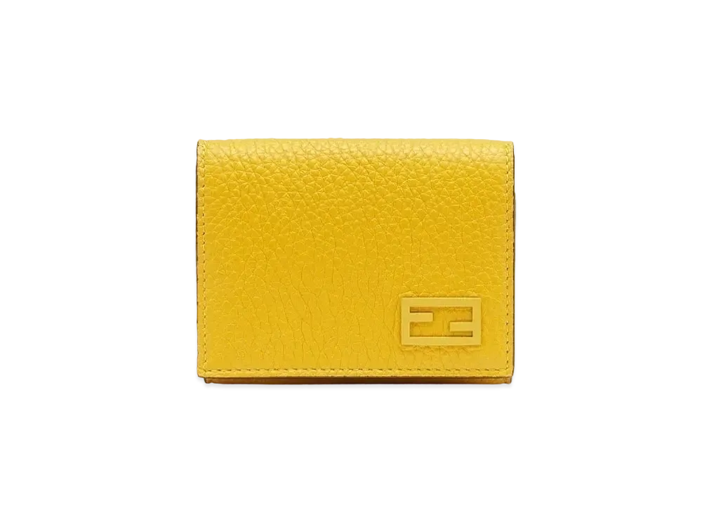 FENDI Wallet Leather Triple Fold Wallet "Yellow"