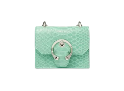 Jimmy Choo Mini Paris Gel Snake Printed Leather Super Mini Bag With Metal Buckle "Silver/Miami Mint"
