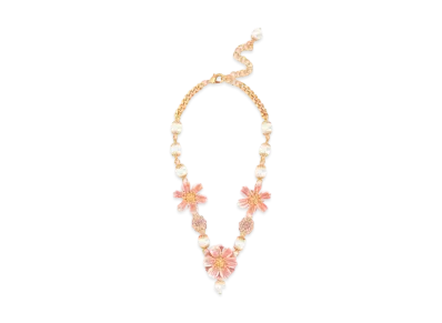 Dolce&Gabbana Necklace With Resin Pearls and Flower Pendant "Gold"