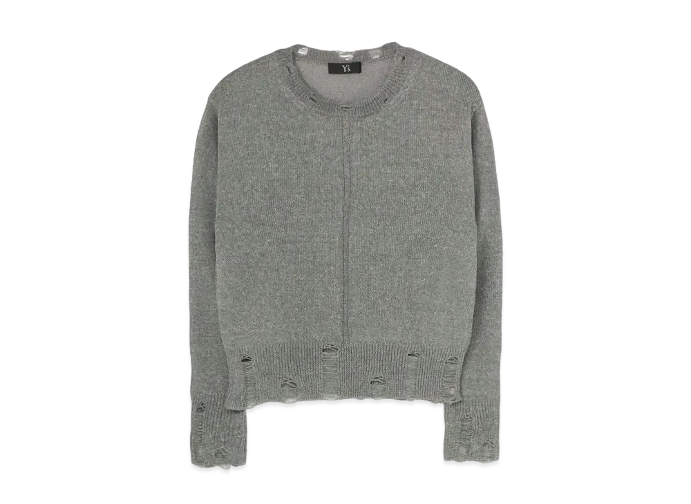 Yohji Yamamoto Y's COTTON POLYESTER WELT PLAIN STITCH CENTER LINE LONG SLEEVE PULLOVER "Grey"