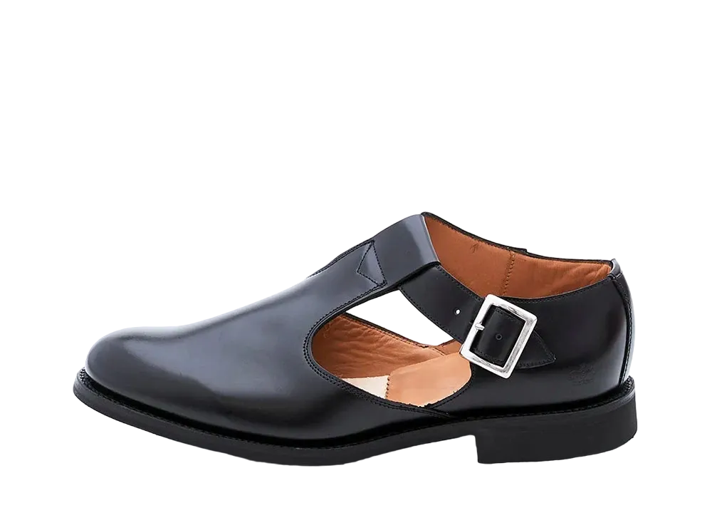 SANDERS Women's Military Sandal 266 Polished Leather "Black" 1683B