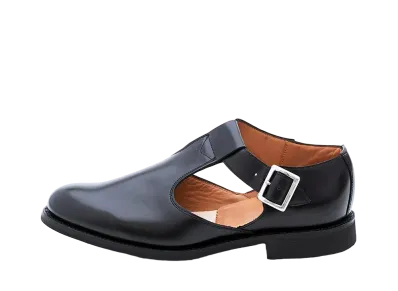 SANDERS Women's Military Sandal 266 Polished Leather "Black" 1683B