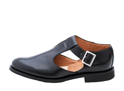 SANDERS Military Sandal 266 Polished Leather "Black" 1683B
