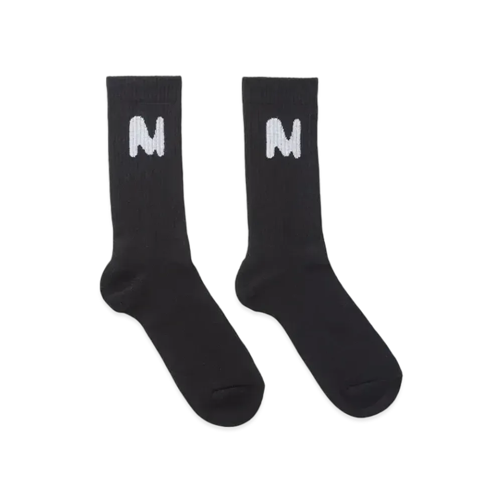 MSGM Socks With Themwave Jacquard Graphic "Black"