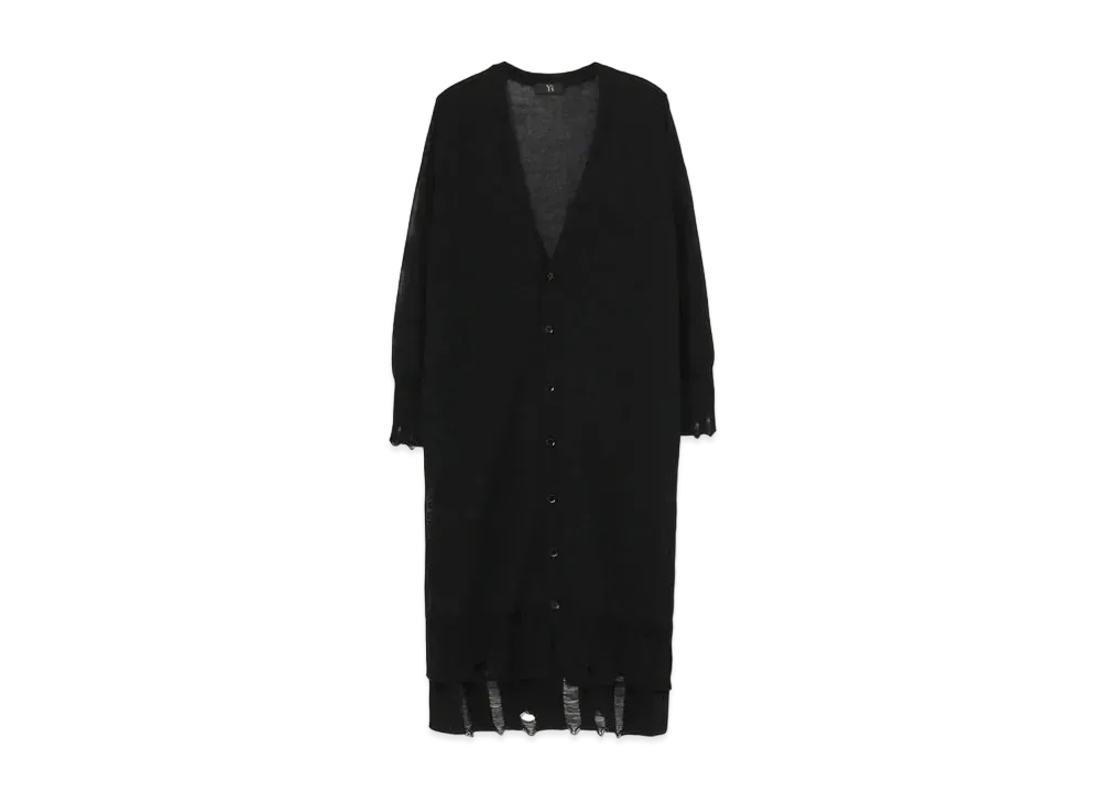 Yohji Yamamoto Y's COTTON POLYESTER WELT PLAIN STITCH LONG SLEEVE LONG CARDIGAN "Black"