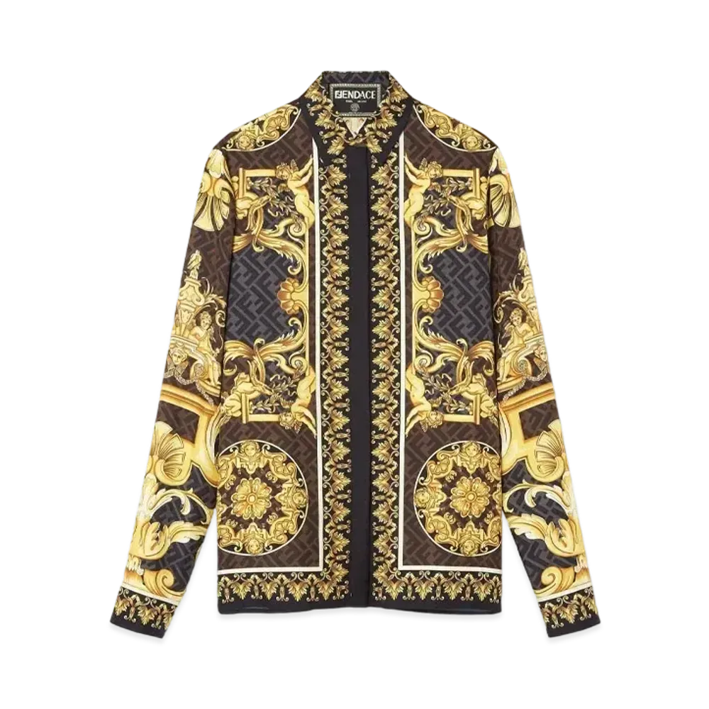 FENDI x Versace Fendace Gold Baroque Silk Shirt