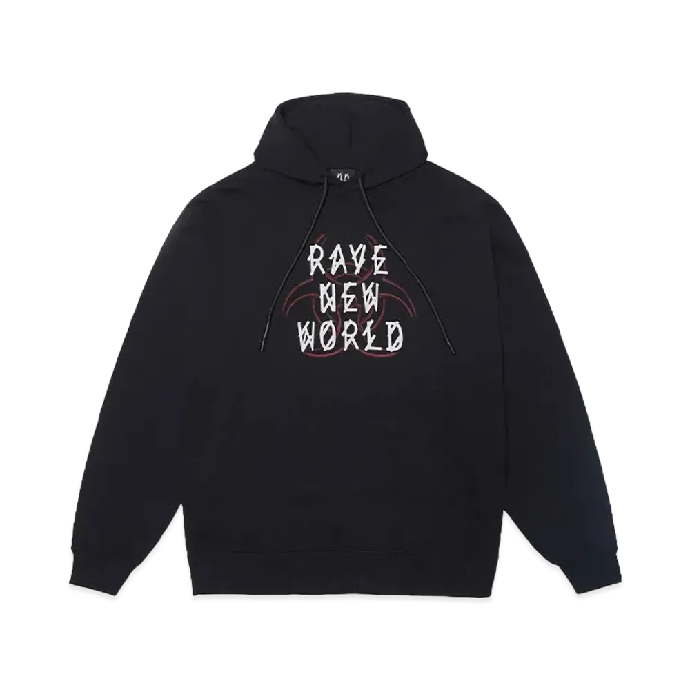44 LABEL GROUP FALLOUT BASIC HOODIE JERSEY FELPA DIAGONAL BLACK + RAVE SKULL HAZARD "BLACK"
