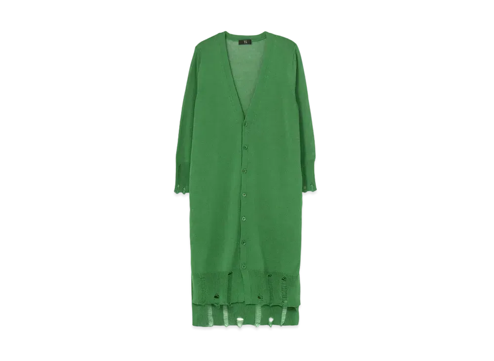 Yohji Yamamoto Y's COTTON POLYESTER WELT PLAIN STITCH LONG SLEEVE LONG CARDIGAN "Green"