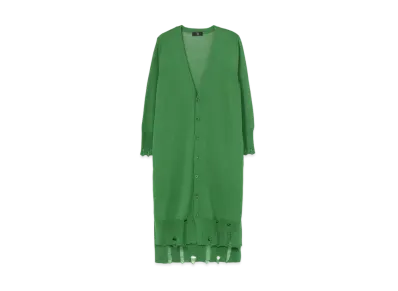Yohji Yamamoto Y's COTTON POLYESTER WELT PLAIN STITCH LONG SLEEVE LONG CARDIGAN "Green"