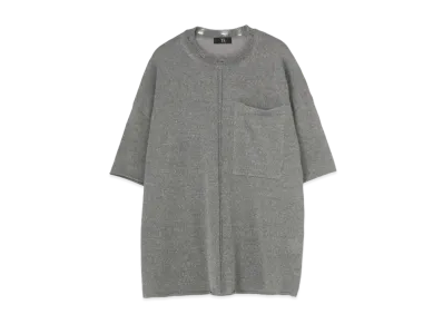 Yohji Yamamoto Y's COTTON POLYESTER WELT PLAIN STITCH CENTER LINE SHORT SLEEVE PULLOVER "Grey"