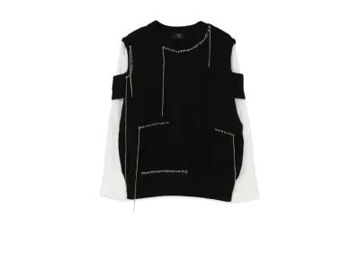 Yohji Yamamoto Y's LINEN COTTON PLAIN STITCH SHIRT SLEEVE SHORT PULLOVER "Black"