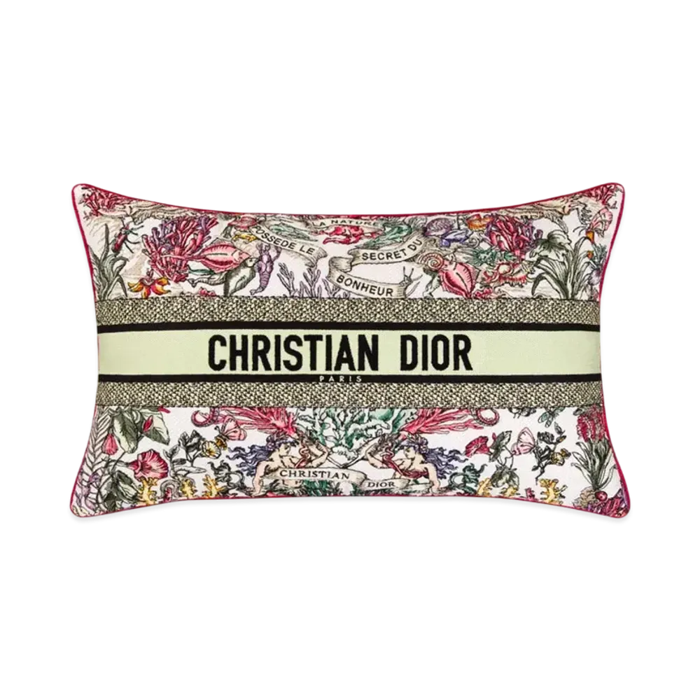 Dior Rectangular Pillow Cotton Embroidered with Dior Cabinet de la Mer Motif "Multicolor"